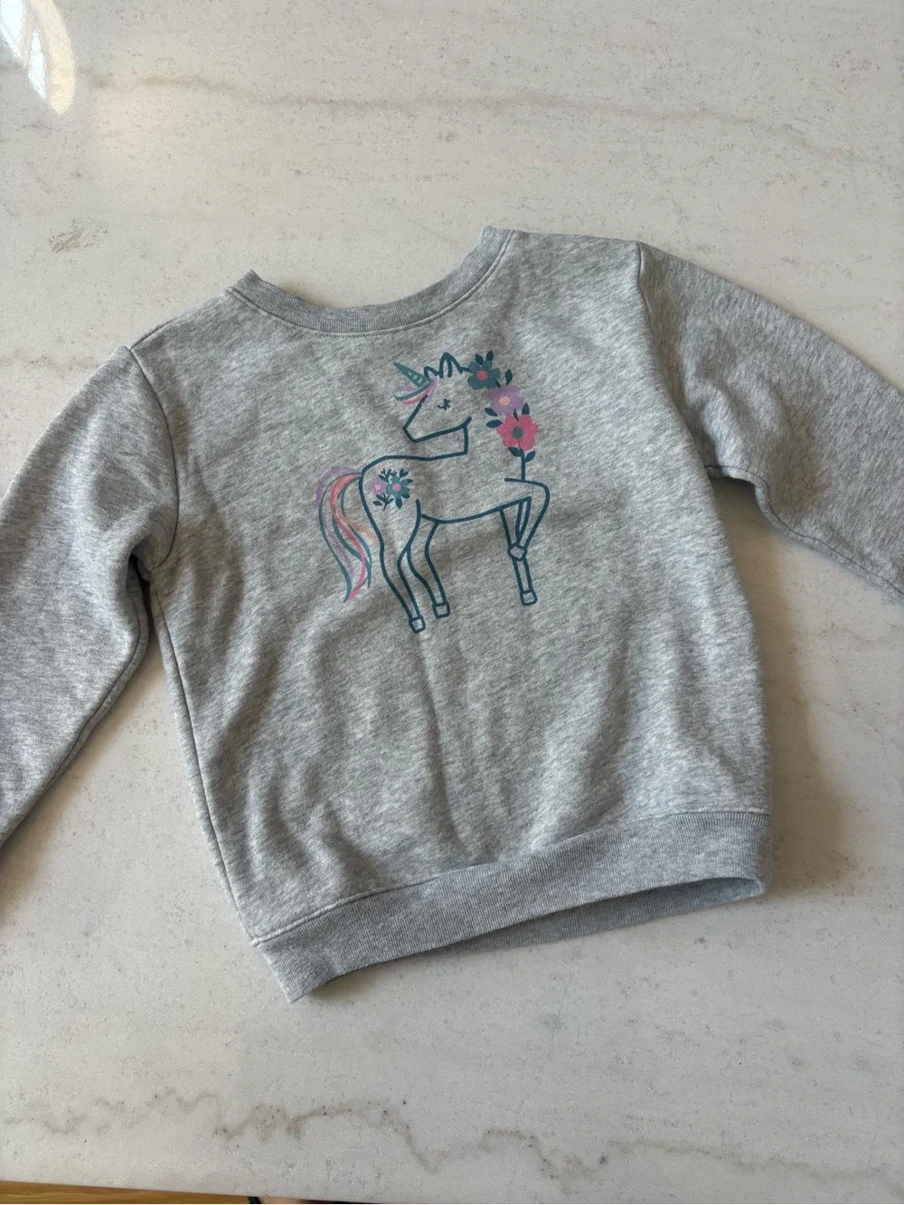 Garanimals Gray Sweatshirt with Unicorn and Pink Floral Accents